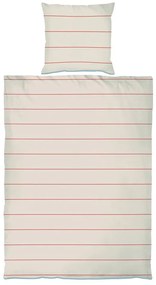 Червено-бежово единично удължено спално бельо от памучен сатен 140x220 cm Align – Mette Ditmer Denmark