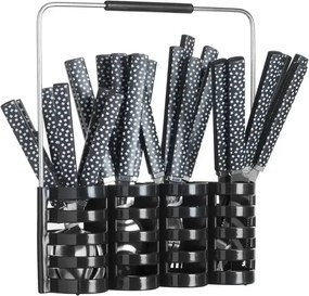 Комплект прибори Secret de Gourmet Géo, Черен, Със стойка, 24 части