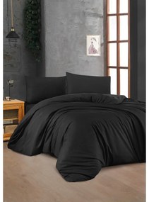 Черно памучно спално бельо за единично легло 140x200 cm - Mijolnir