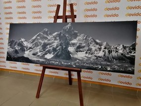 Картина на платно – Прекрасен връх на планина в черно-бял стил