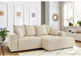 Кремав кадифен ъглов диван Enjoy – Bobochic Paris