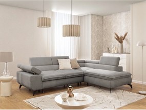 Светлосив шенилов ъглов диван (десен ъгъл L форма) Marbeya – Ropez