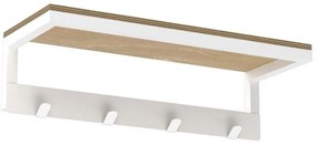 Стенна закачалка за кърпа с рафт 10х40 см бяла