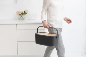 Кутия за хляб Brabantia Nic 1003255, 39.5 см, Бамбуков капак, Дръжка за носене, Тъмносив