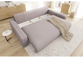 Светлорозов разтегателен диван с място за съхранение от рипсено кадифе 234 cm Sara – Ropez