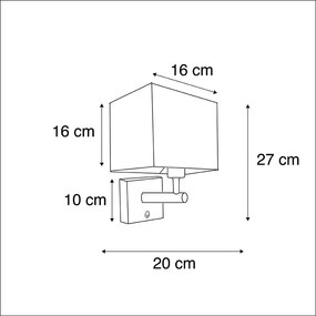 Стенна лампа черна с USB и квадратна черна сянка - Combi 1