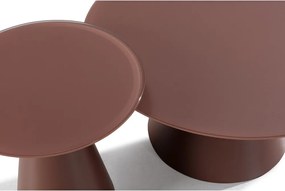 Кафяви кръгли масички за кафе в комплект 2 бр. със стъклен плот ø 80 cm Vida – MOME