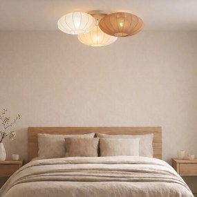 Japandi плафон бял с бежово и кафяво 3 светлини - Multi Bida