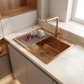 Стоманена мивка с комплект аксесоари 3 бр. REA Leo 50 Brush Copper