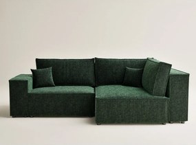 Тъмнозелен шенилов сгъваем/с място за съхранение ъглов диван (десен ъгъл/L форма) Tonga – Maison de Rêve