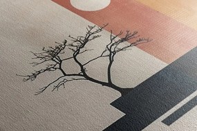 Картина на платно – Japandi дърво с абстрактни елементи