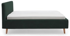 Тъмнозелено двойно легло 160x200 cm тапицирано с място за съхранение с включена подматрачна рамка Mattis Cord – Meise Möbel