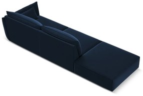 Тъмносин кадифен диван десен ъгъл 264 cm Vanda – Mazzini Sofas