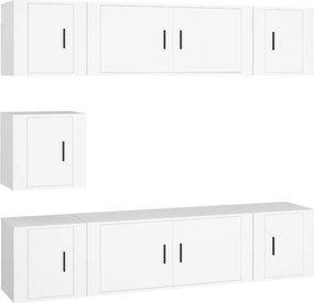 3188662 vidaXL Комплект ТВ шкафове от 7 части, бял, инженерно дърво