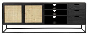 Черна ратанова маса за телевизор 38x55 cm Guuji - White Label
