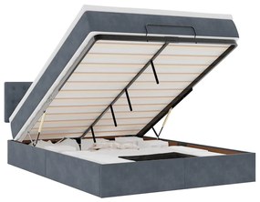 3312771 vidaXL Османска легло с матрак и LED, тъмносиво, 140x200 см, кадифе