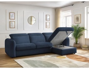 Тъмносин разтегателен ъглов диван (променлив) Achille – Bobochic Paris