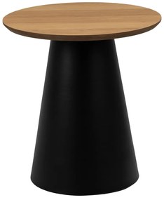 Кръгла масичка за кафе в черен и естествен цвят с дъбов плот ø 45 cm Soli - Actona