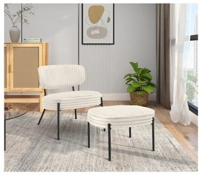 Кремав фотьойл с табуретка от рипсено кадифе Jerry – Støraa