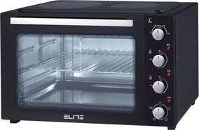 Готварска печка с керамичен плот Elite EMO-2511, 4300W, 48 л, 2 котлона, 4 нагревателя, От 90 до 230C, Черен