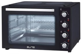 Готварска печка с керамичен плот Elite EMO-2511, 4300W, 48 л, 2 котлона, 4 нагревателя, От 90 до 230C, Таймер 30 мин, Черен