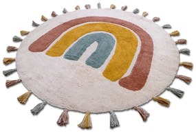 Детски ръчно изработен килим, ø 110 cm Rainbow - Nattiot