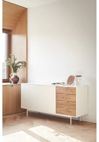 Бял/естествен нисък скрин от декор от дъб 159x80 cm Sierra – Teulat