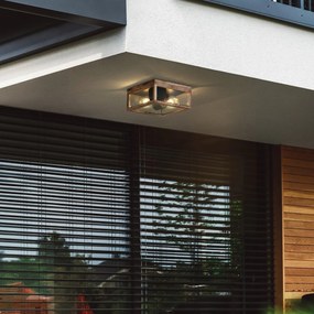 Индустриална таванна лампа с дървен принт IP44 2 светлини - Charlois