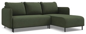 Зелен разтегателен ъглов диван с място за съхранение (десен ъгъл) Luana – Makamii