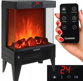 Електрическа камина KAMINER EMBEGO 2000W - свободностояща камина с вентилатор и 3D ефект на огъня