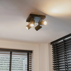 Модерна таванна лампа черна 4-лампи регулируема квадратна - Jeana