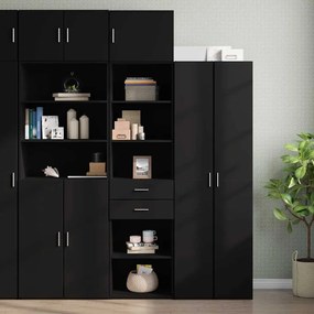 Sonata H Тесен шкаф за съхранение черен 50x42,5x225 см инженерно дърво