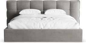 Сиво двойно легло 200x200 cm тапицирано с място за съхранение с включена подматрачна рамка Eric – Micadoni