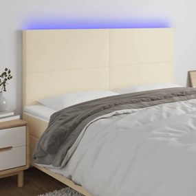 3122248 vidaXL LED горна табла за легло, кремава, 180x5x118/128 см