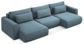 Светлосин разтегателен ъглов диван с място за съхранение (U форма) Kapua – Makamii