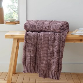 Розово-лилаво плетено одеяло 130x170 cm Chunky Marl Knit – Catherine Lansfield