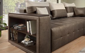 Разтегателен ъглов диван с подлакътник етажерка Мелвин S