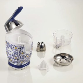 Цитрус преса Ariete Capri JUICER 0413/0C, 85W, Метално тяло, Безшумна работа, 2 приставки, Бял/син