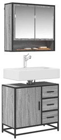 849277 vidaXL Шкаф за мивка в банята Grey Sonoma Инженерна дървесина
