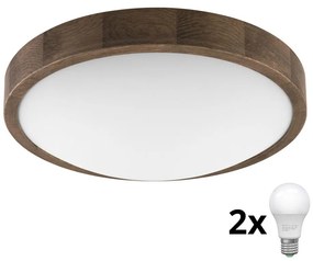 Brilagi - LED таванно осветително CARVALHO SLIM 2xE27/60W/230V, дъб, Ø37 см