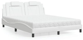 3208804 vidaXL Легло Viana без матрак, бяло, 160x200 см, изкуствена кожа