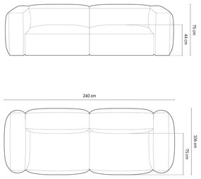 Зелен кадифен модулен диван 240 cm Martina – Micadoni
