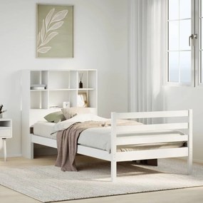 3321894 vidaXL Легло с етажерка за книги, без матрак, 90x200 см, бор масив