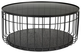 Черна кръгла масичка за кафе със стъклен плот 80x80 cm Lance – White Label