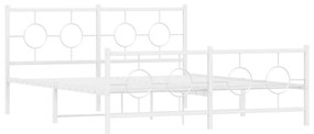 376295 vidaXL Метална рамка за легло с горна и долна табла, бяла, 150x200 см