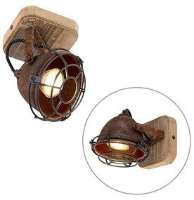 Смарт спот кафяв ръжда с дърво регулируем вкл. WiFi GU10 - Gina