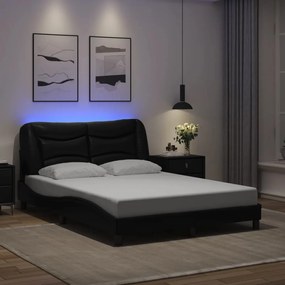 3213927 vidaXL Рамка за легло с LED без матрак Hvar черна 140x190 см