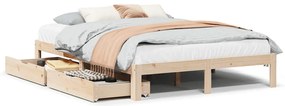 3301940 vidaXL Рамка за легло, с чекмеджета, без матрак, 140x190 см
