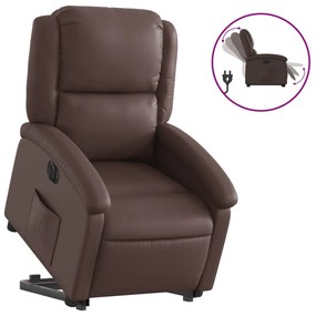 3204242 vidaXL Електрически изправящ реклайнер стол, кафяв, изкуствена кожа