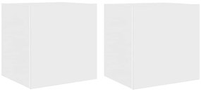 837247 vidaXL Стенни ТВ шкафове с LED осветление, 2 бр, бели, 40,5x35x40 см